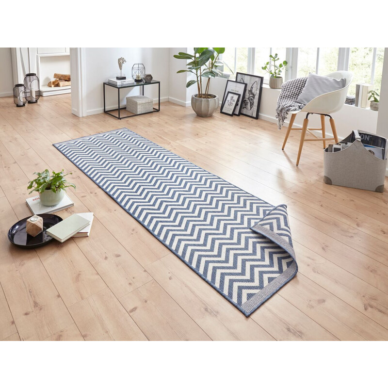NORTHRUGS - Hanse Home koberce Kusový koberec Twin Supreme 103435 Palma blue creme – na ven i na doma - 120x170 cm