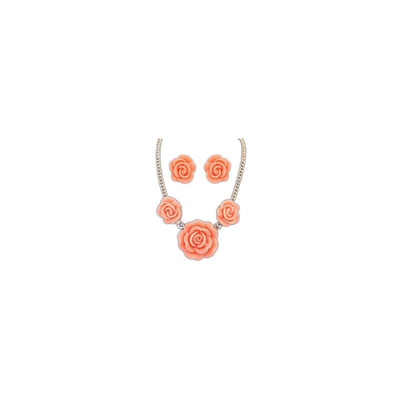 LightInTheBox Women's Fashion Cute Rose Flowers Assemble Statement Necklace Stud Earrings Suit (More Colors) (1 set)