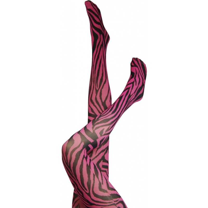Dámské punčocháče Zebra / Legwear - černá/růžová