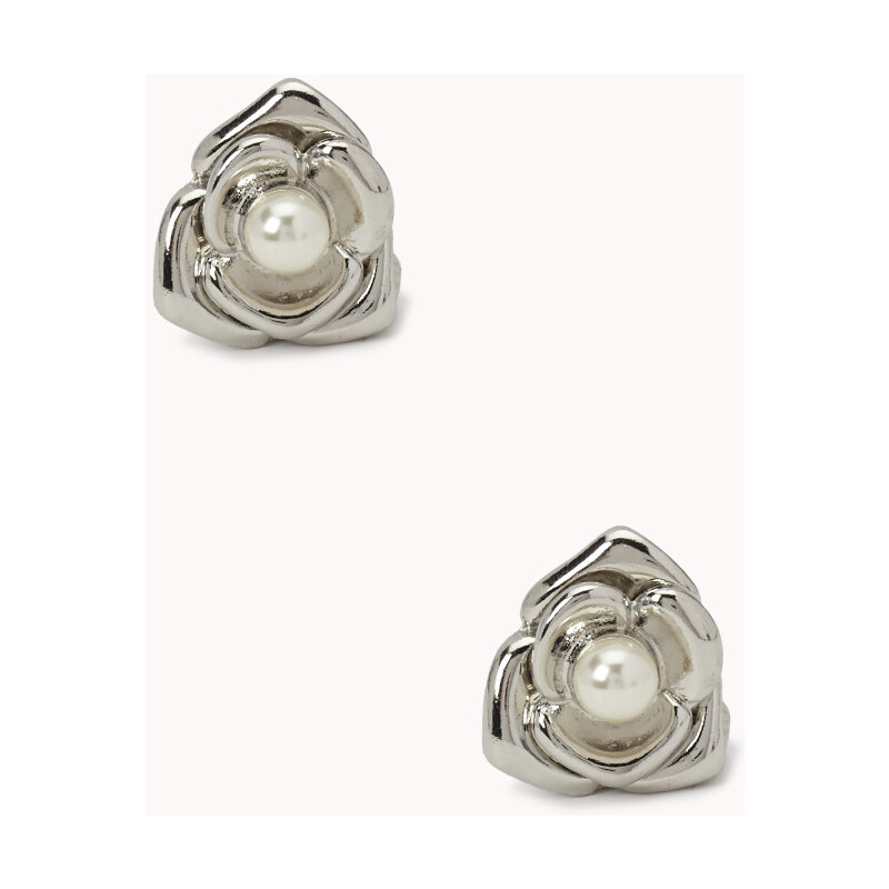 FOREVER21 Faux Pearl Flower Studs