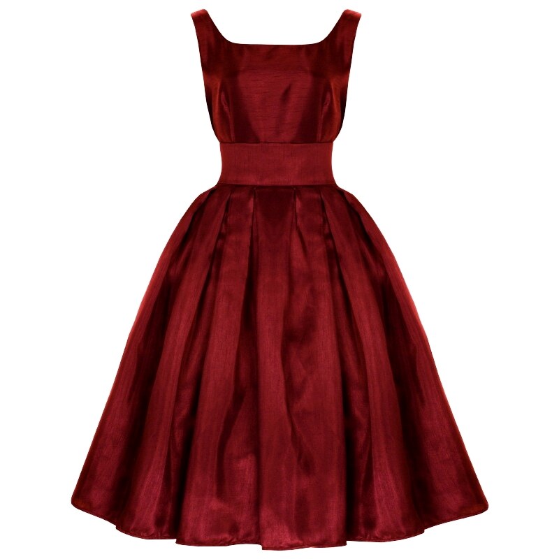 LANA červená - společenské šaty ve stylu padesátých let - Retro Šaty