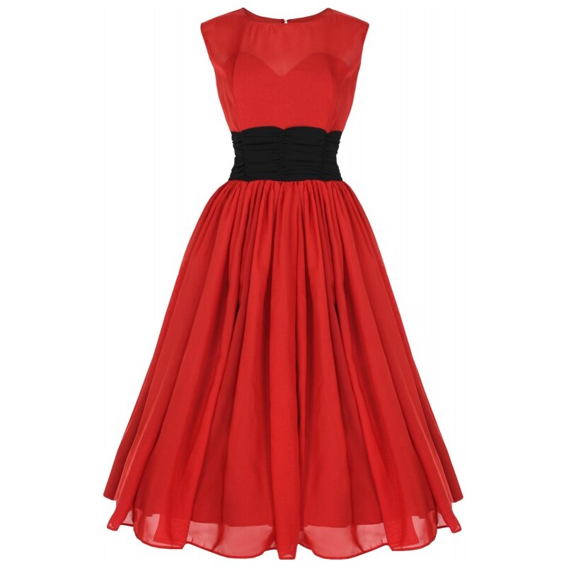 SERENA červená - společenské šaty ve stylu padesátých let - Retro Šaty