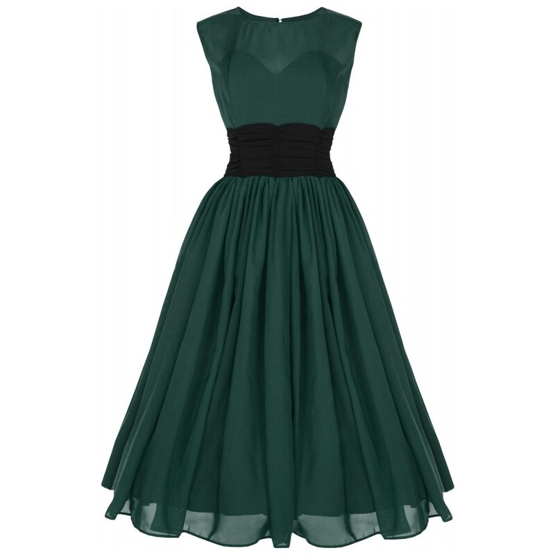 SERENA zelená - společenské šaty ve stylu padesátých let - Retro Šaty