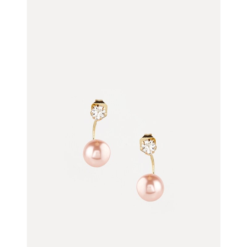 ASOS Faux Pearl Crystal Swing Earrings - Pink