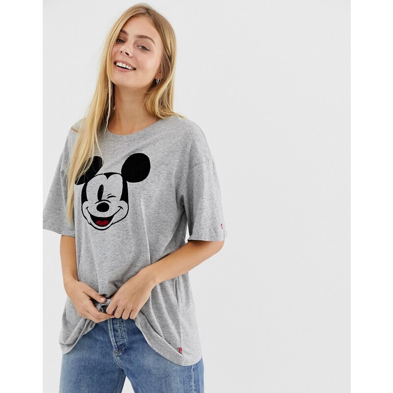 Levi s X Mickey Mouse oversized slacker t shirt Grey