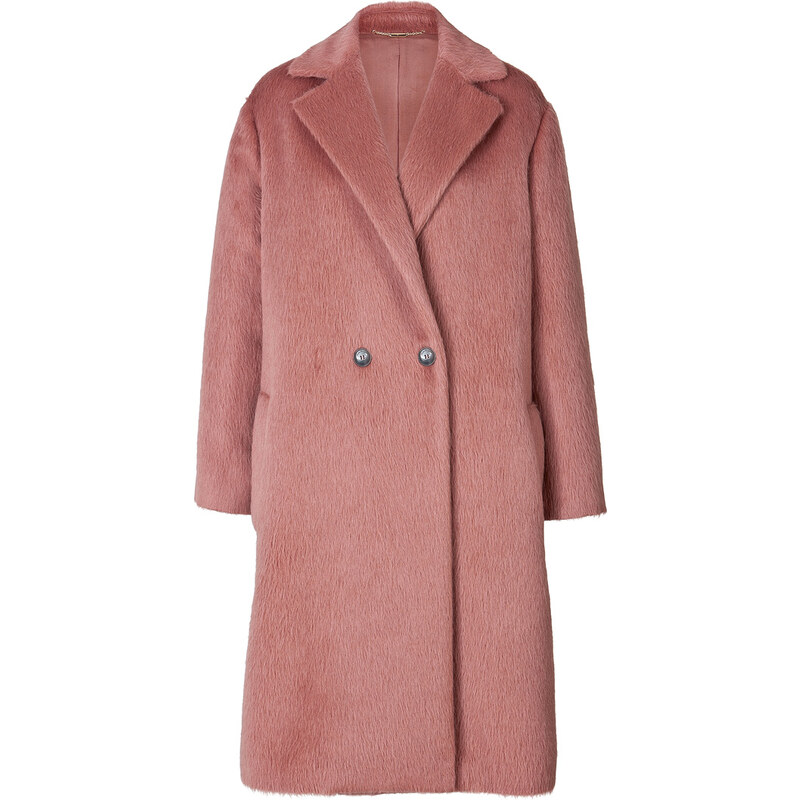 Salvatore Ferragamo Lama-Wool Oversized Coat in Blush