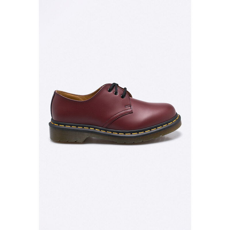 Kožené polobotky Dr. Martens 1461 Smooth dámské, vínová barva, na plochém podpatku, DM11838600