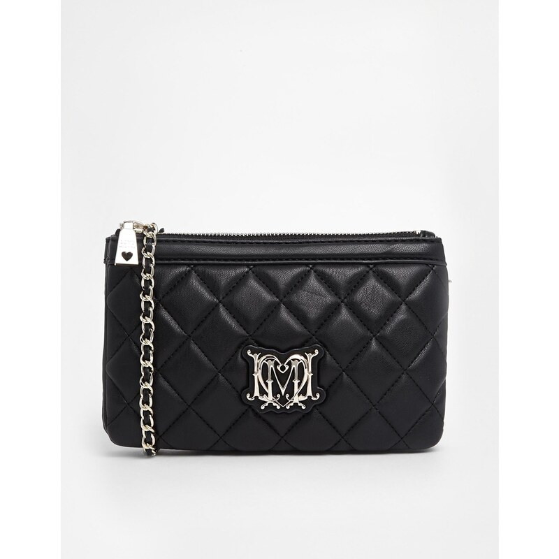 Love Moschino Quilted Shoulder Bag with Chain Strap - Black