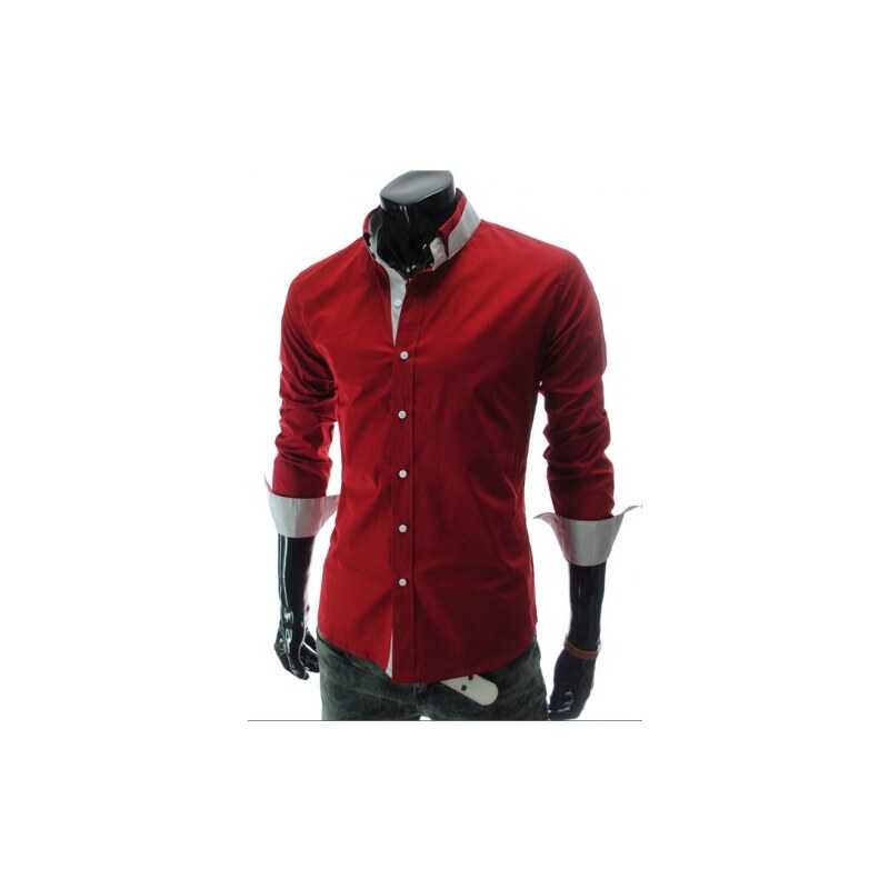 Pánská košile Slim Fit Vinte Červená AKCE - červená
