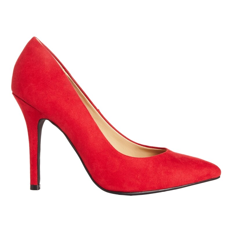 London Rebel Pauline Red Heeled Court Shoe - Red