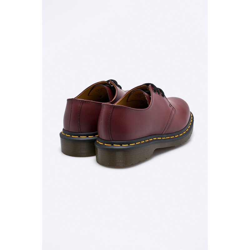 Kožené polobotky Dr. Martens 1461 Smooth dámské, vínová barva, na plochém podpatku, DM11838600