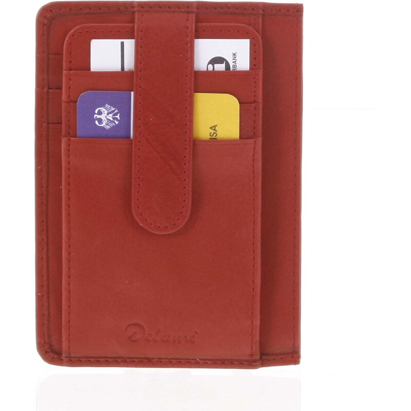 Jednoduchá červená kožená peněženka do kapsy - Delami 9393 červená