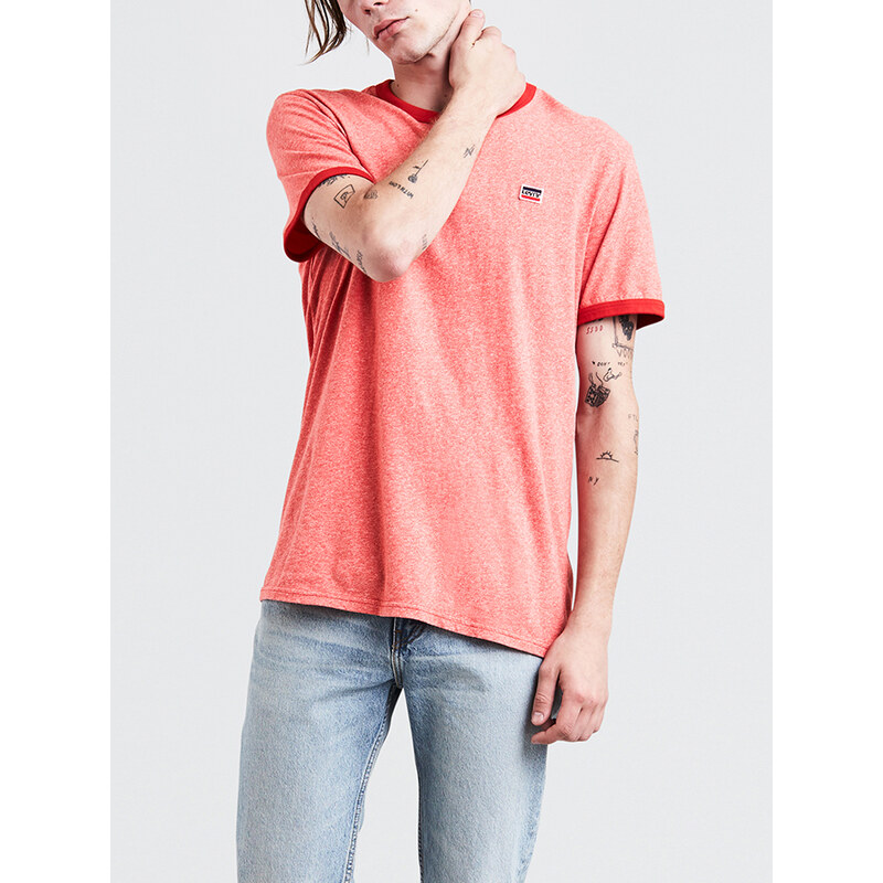 Tričko LEVI'S SS Bernal Ringer Tee Sunset Red