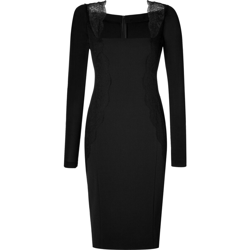 Donna Karan Lace Shoulder Dress in Black