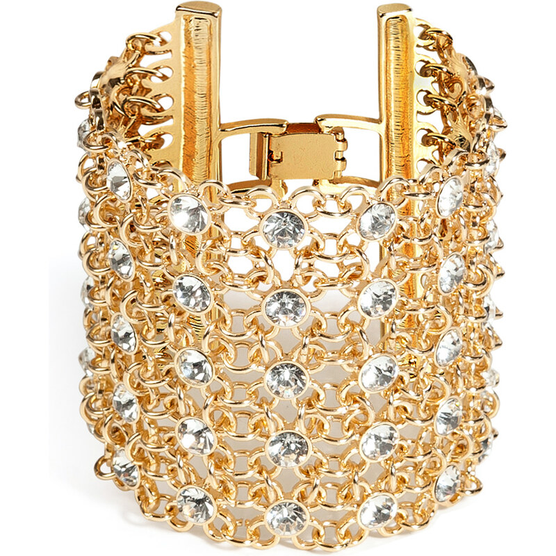 R.J.Graziano Crystal Mesh Link Bracelet in Gold