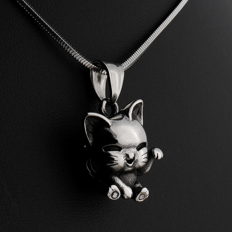 BM Jewellery Přívěsek stříbrný kočka z chirurgické oceli S599080