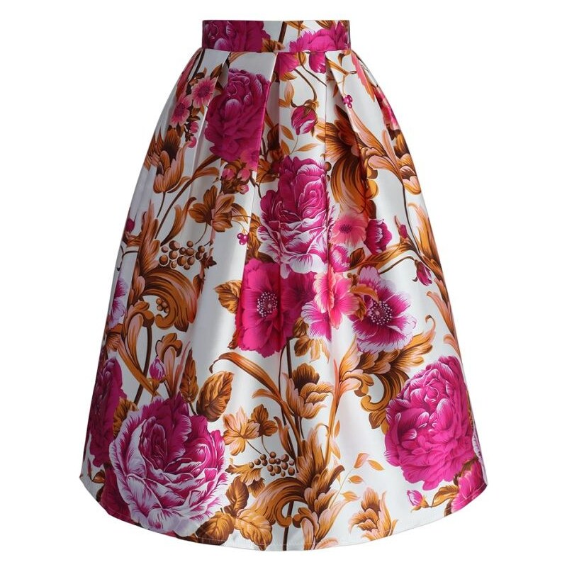 Chicwish Midi sukně Luxurious Blossoms