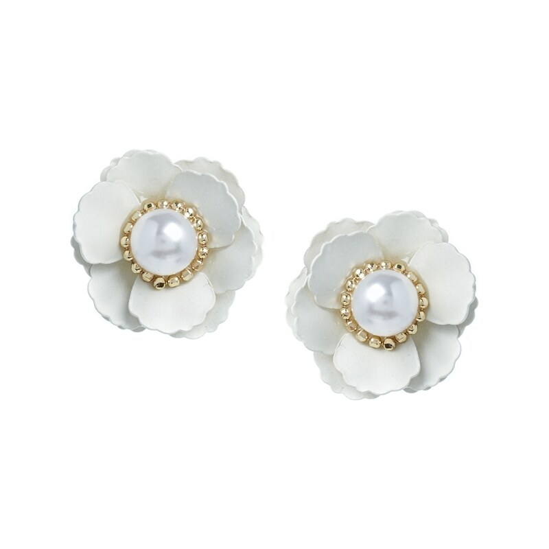 ASOS Faux Pearl Flower Stud Earrings - Cream
