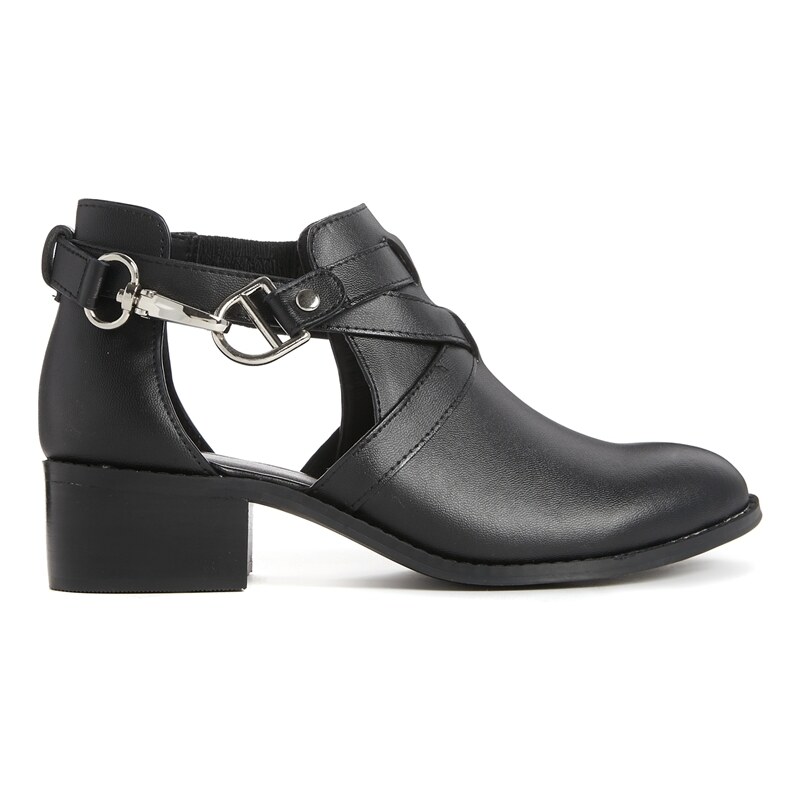 ASOS APOLLO Leather Cut Out Ankle Boots - Black