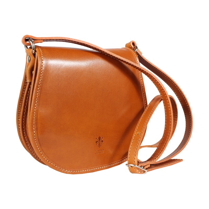 Hnědá kožená italská crossbody kabelka Cleo Camel NovaKabelka.cz 34577968
