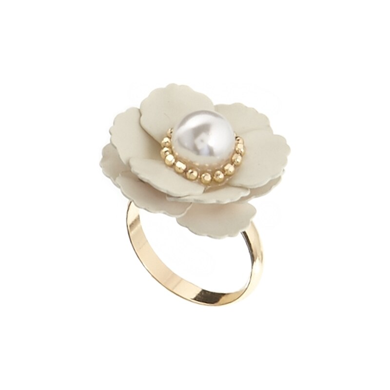 ASOS Flower Ring with Faux Pearl - Cream