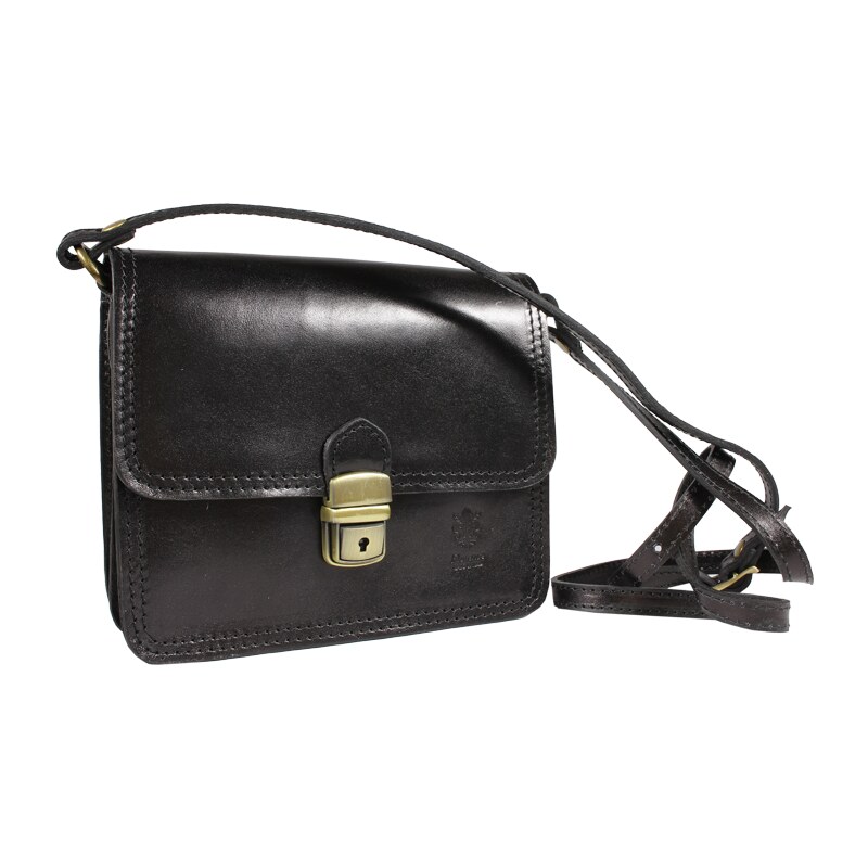Černá kožená italská crossbody kabelka Celso Nero NovaKabelka.cz