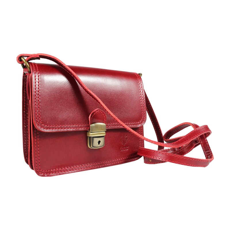 Červená kožená italská crossbody kabelka Celso Rosso NovaKabelka