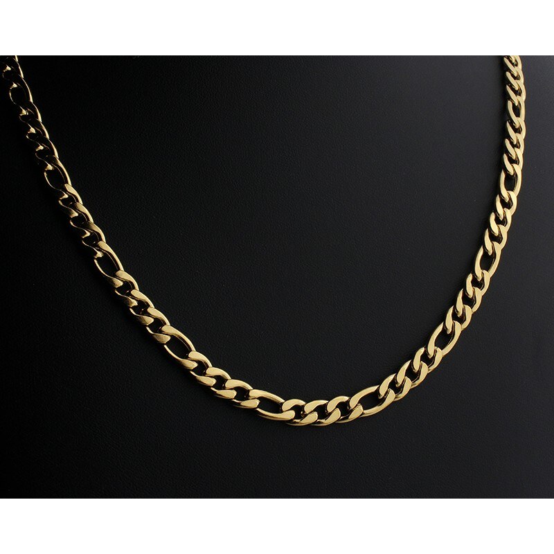 BM Jewellery Zlatý populární řetěz Figaro 0,75 cm z chirurgické oceli S613100