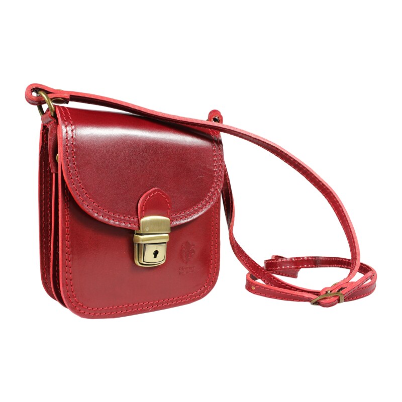 Červená kožená italská crossbody kabelka Didimo Rosso
