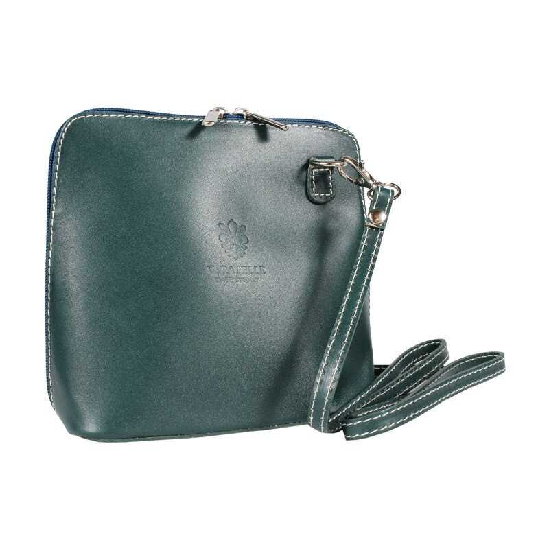 Modrá kožená italská crossbody kabelka Grana Petroleo