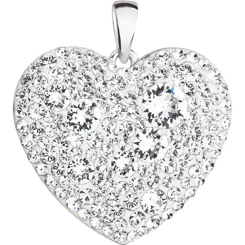 Stříbrný přívěsek s krystaly Swarovski bílé srdce 34243.1