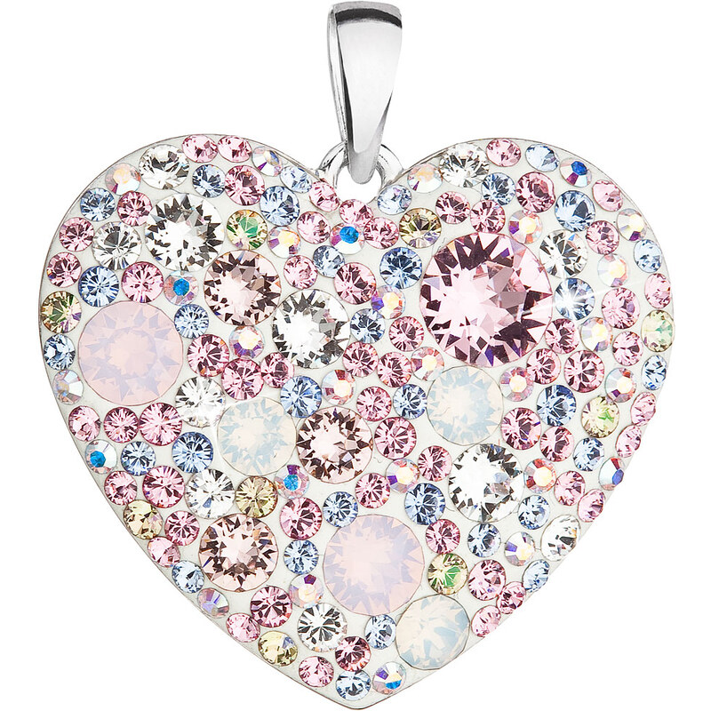 Stříbrný přívěsek srdce s krystaly Swarovski 34243.3 magic rose