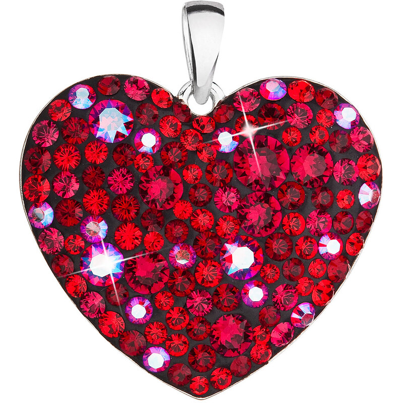 Evolution Group s.r.o. Stříbrný přívěsek s krystaly Swarovski červené srdce 34243.3 cherry