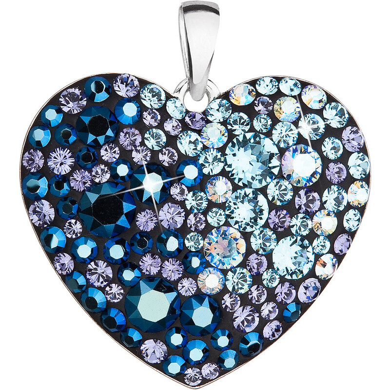 EVOLUTION GROUP Stříbrný přívěsek s krystaly Swarovski modré srdce 34243.3 blue style