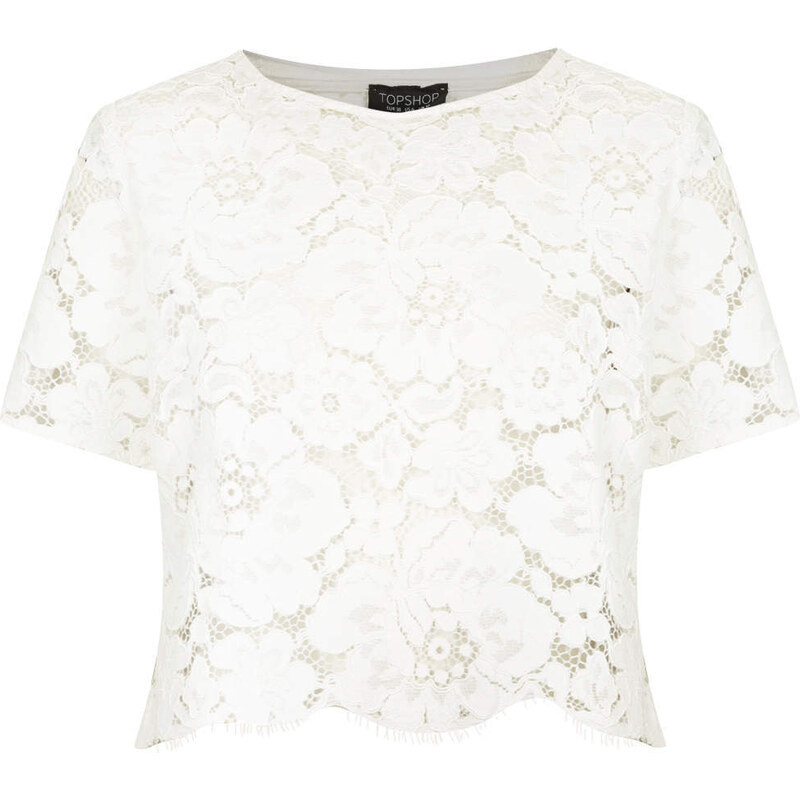 Topshop Scallop Lace Crop Tee