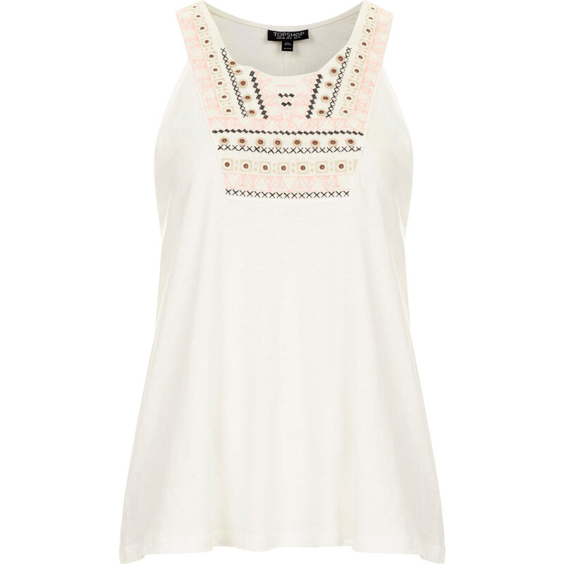 Topshop Embroidered Bib Top