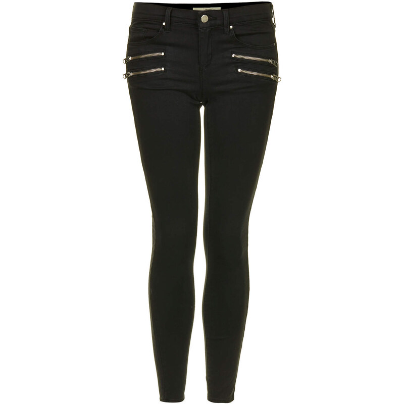 Topshop MOTO Low Rise Zip Biker Jeans