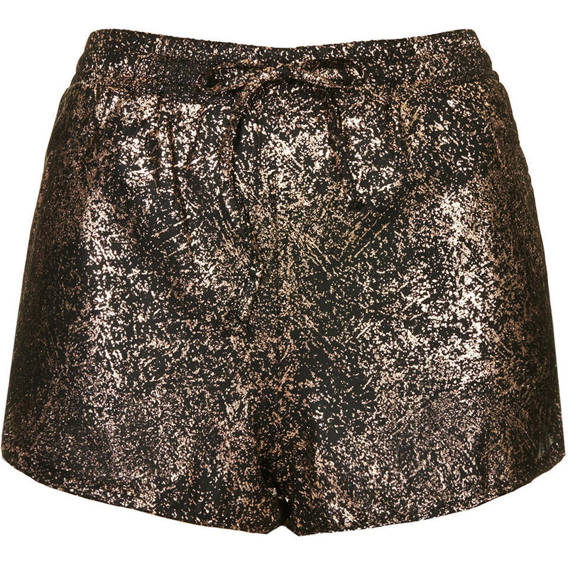 Topshop **Metallic Cracked Print Cropped Shorts by Rare