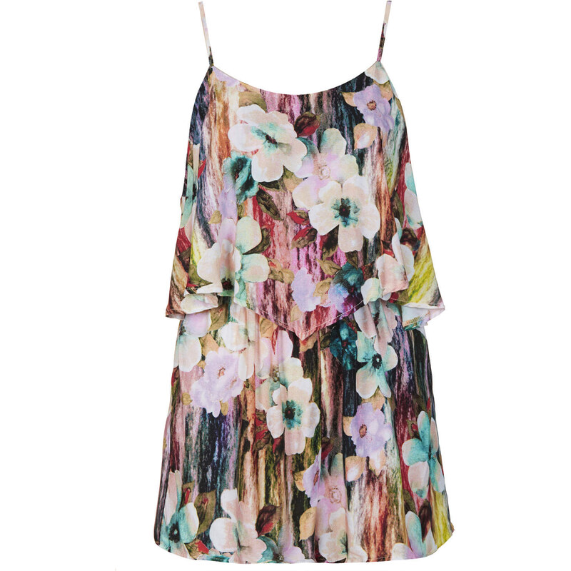 Topshop **Floral Print Frill Front Playsuit by Oh My Love