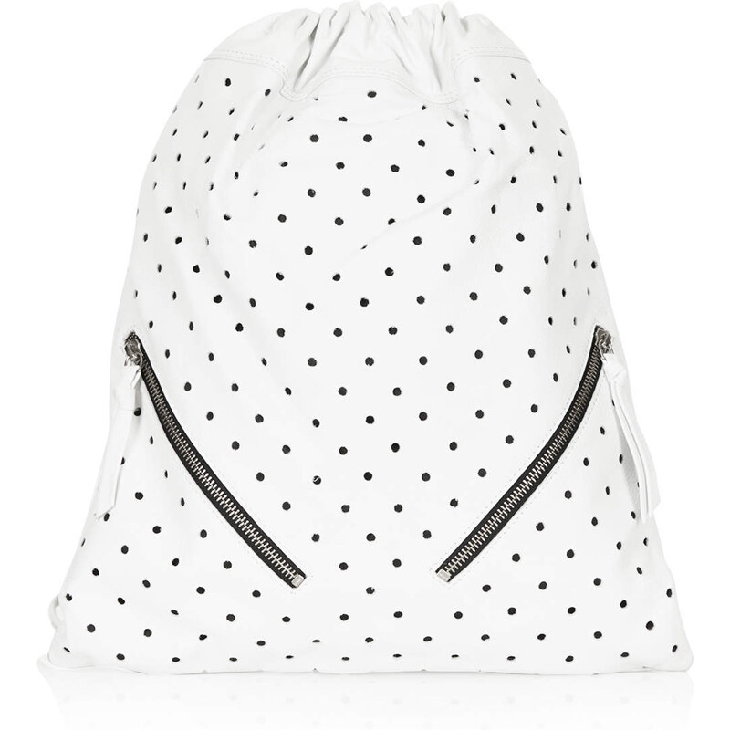 Topshop Perforated Leather Drawstring Backpack