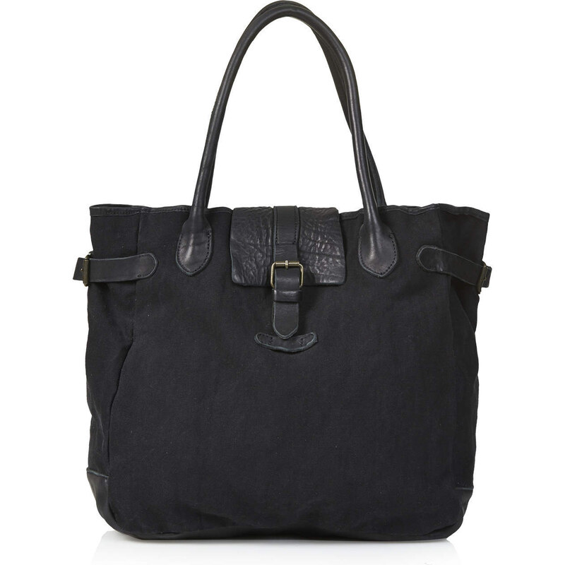 Topshop Washed Canvas and Leather Bag