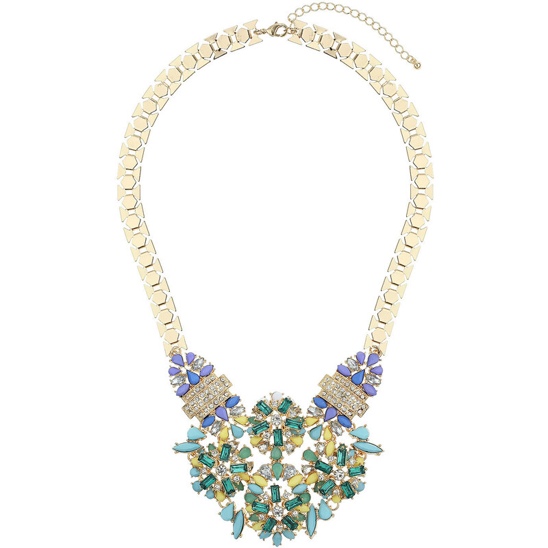 Topshop Green Stone Flower Necklace