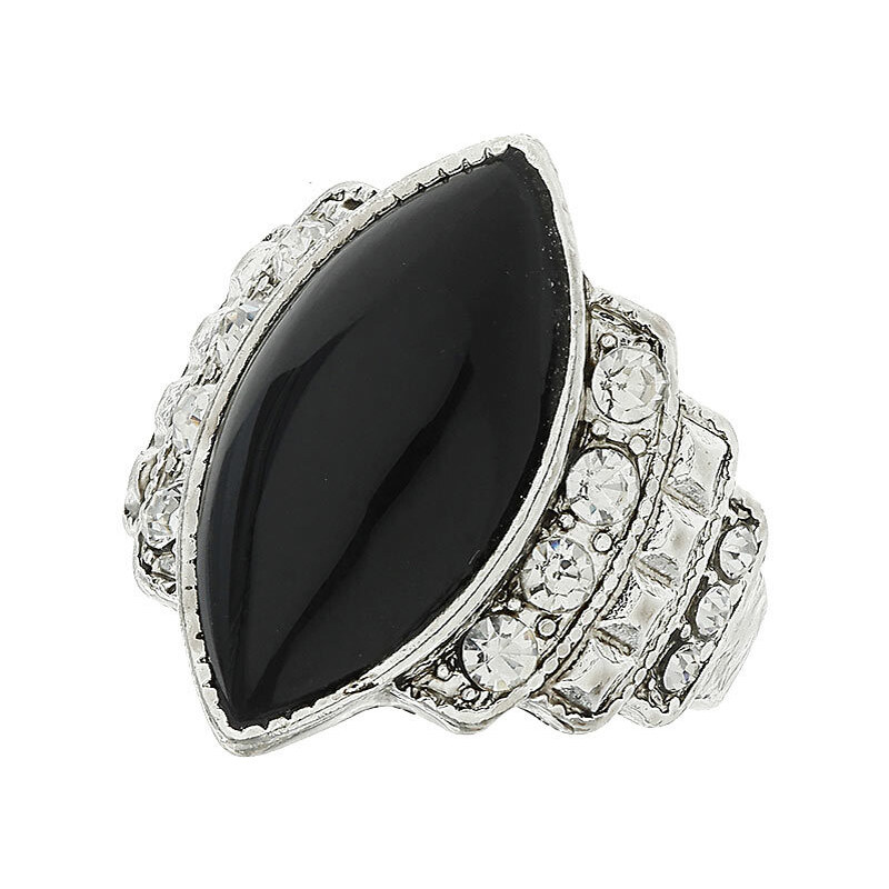 Topshop Black Oval Stone Ring