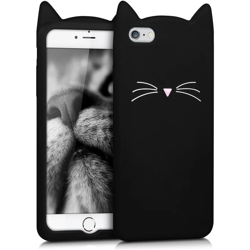 kwmobile Pouzdro s designem kočka pro Apple iPhone 6 Plus - černá - GLAMI.cz