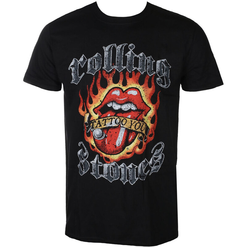 Tričko metal pánské Rolling Stones - Flaming Tattoo - ROCK OFF - RSTEE19MB