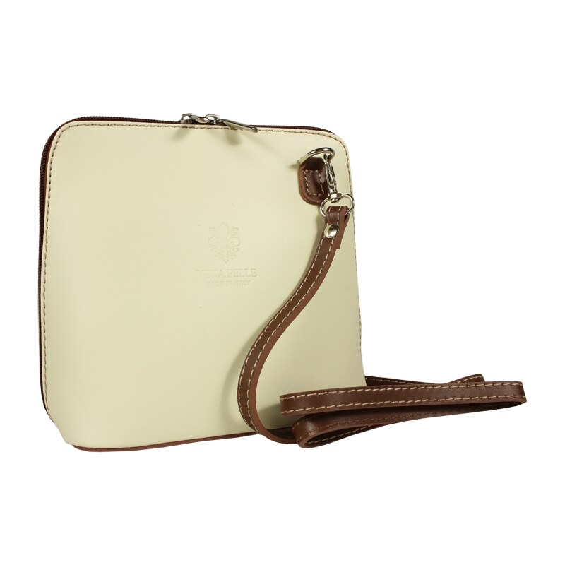 Béžová kožená italská crossbody kabelka Grana Beige Marrone