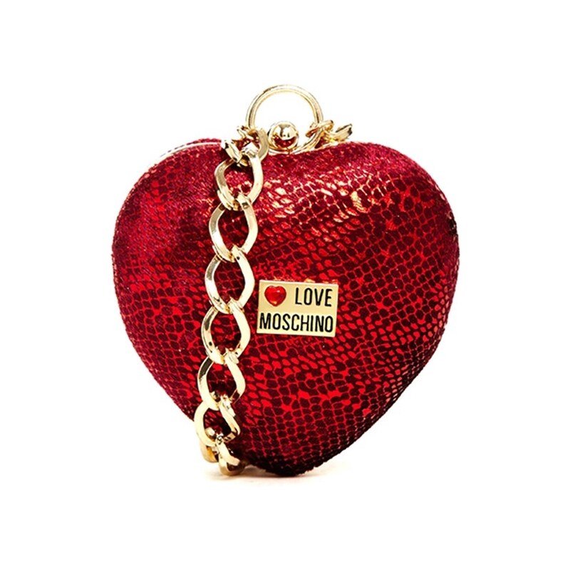 Love Moschino Heart Clutch with Bracelet Chain Strap in Red - Red