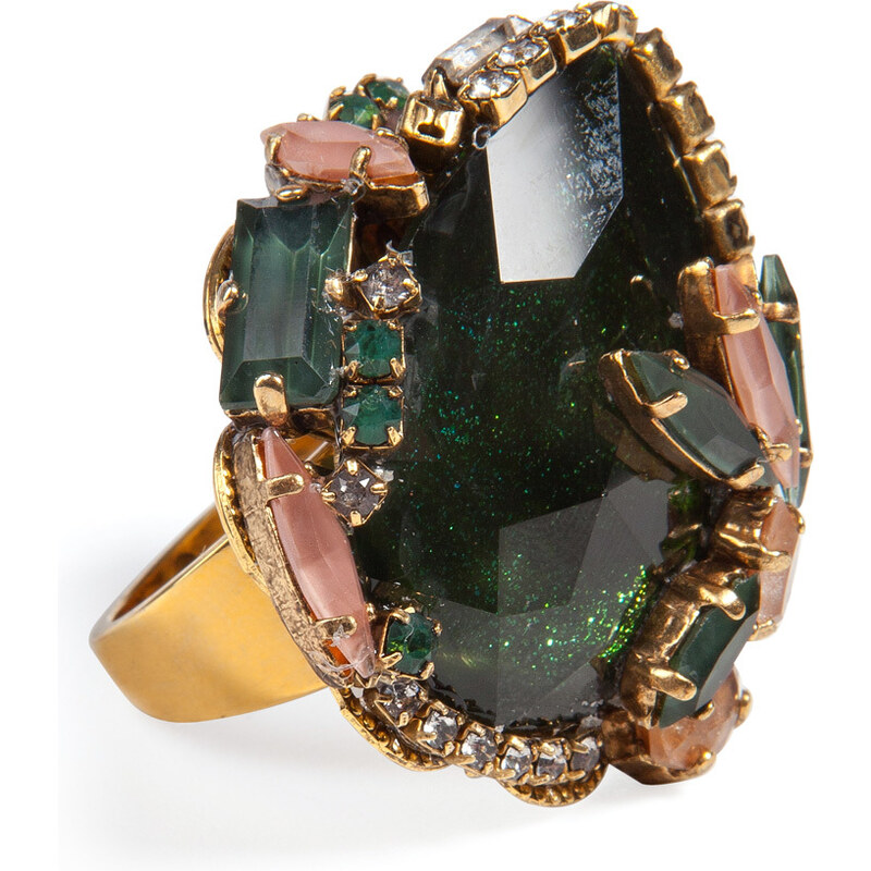 Erickson Beamon Queen Bee Ear Cocktail Ring in Green Chinoiserie