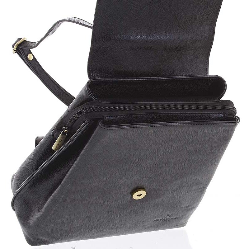 Kožený dámský moderní batoh černý - Hexagona Zosimos černá