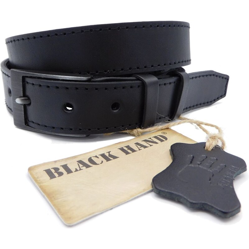 Černý kožený pásek Black Hand 034-98